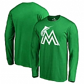 Men's Miami Marlins Fanatics Branded Kelly Green St. Patrick's Day White Logo Long Sleeve T-Shirt,baseball caps,new era cap wholesale,wholesale hats